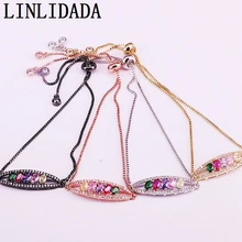 8 шт. Радуга CZ микро проложить Красочные циркония Леди Девушка звено браслеты Модное Элегантное Ювелирное Украшение Подарки