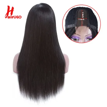 

Hairugo Wig Peruvian Straight 2*4 Lace Closure Wig Middle Part Human Hair Wigs Non-Remy With Baby Hair Pre Plucked Natural Color