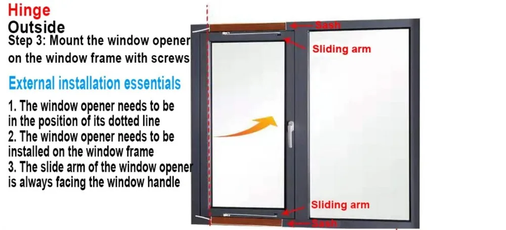 Tuya the 24V Sliding Arm Automatic Window Opener Is Used to Open the 90 Degree C