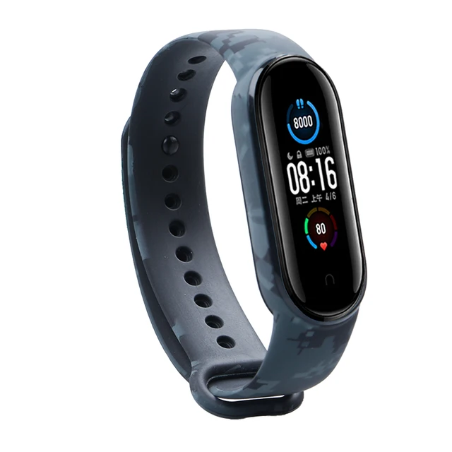 Bracelet for Xiaomi Mi Band 5 Strap Silicone Painting Flowers Belt miband 5 accessories Wrist Strap for Xiaomi Band 6 Camouflage