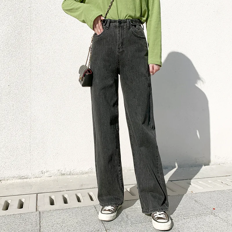 

The new spring/summer 2020 high-waisted multi-buckle straight-leg wide-leg denim mops for women