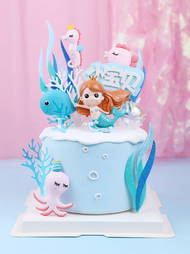 Customized Seahorse Birthday Cake Toppers  Birthday Happy Birthday Girl Boy Sea Animals Cake Topper Whale His Her Name Age Personalized
