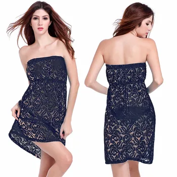 

Womens Beach Dress Black Lace Cover Up for Women 2020 Summer Swimsuit Cover-ups Solid Off Shoulder Bathing Suit Mesh Coverups