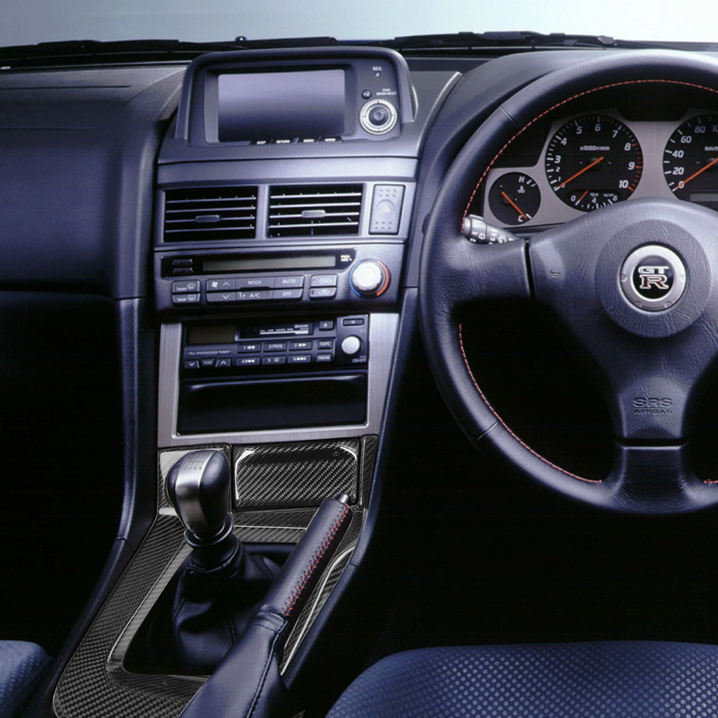 RHD Car Styling Real Dry Carbon Fiber Central Console Gear Shift