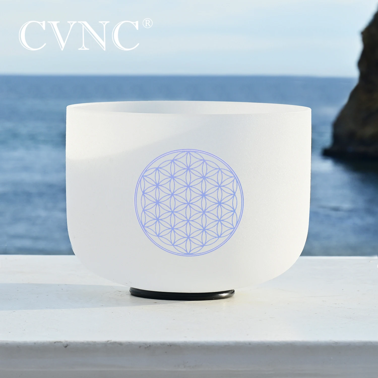 Цветок жизни CVNC чакра для горла Note G 8 дюймов с матовым кварцевым кристаллом