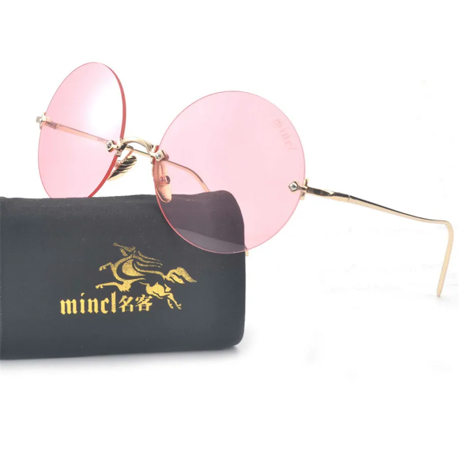 Круглые Солнцезащитные очки без оправы для мужчин и женщин, модные UV400 очки, модные фирменные дизайнерские мужские зеркальные солнцезащитные очки в стиле панк для вождения, NX - Цвет линз: pink