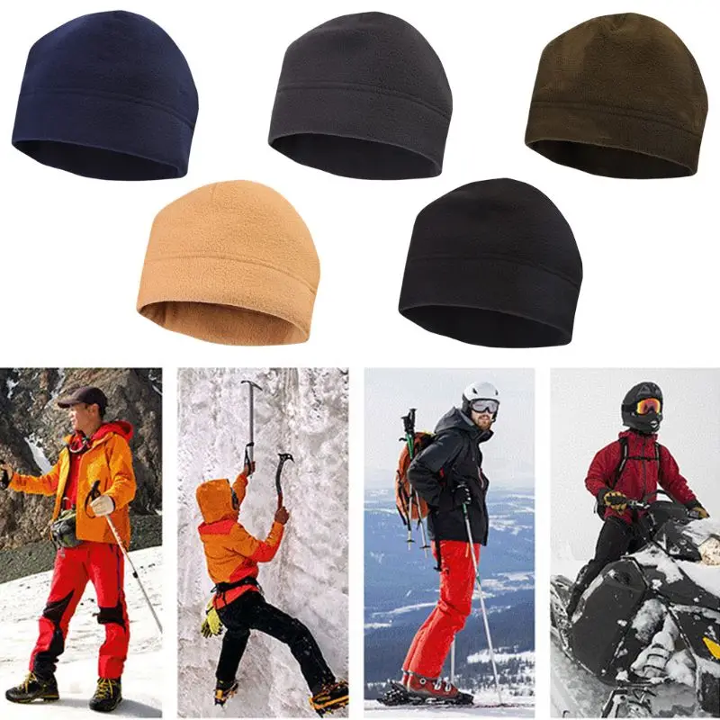 

Men Women Winter Warm Outdoor Thicken Faux Fleece Watch Cap Solid Color Stretchy Army Military Tactical Skull Beanie Hat
