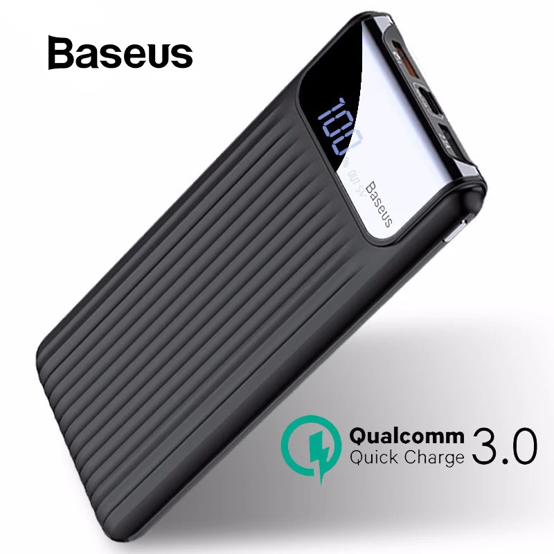 Скидка Baseus 10000 мАч Быстрая зарядка 3,0 USB внешний аккумулятор для iPhone X 8 7 6 samsung S7 Edg Xiaomi Внешний аккумулятор зарядное устройство QC3.0