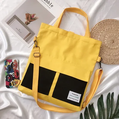 

Women Canvas Tote Bag Fashion Shoulder Bag Concise Letter Printing Shoulder Cloth Bags Ladies Duty Cotton Shopping Bags