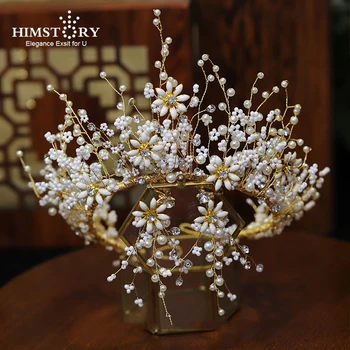 

Himstory New Super Fairy High-grade Flower Crown Bride Headdress Handmade Wedding hairband bride hair Accessories