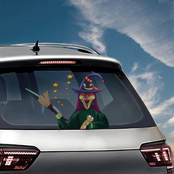 

Car Windshield Halloween Sticker Auto Rear Wiper Windshield Reusable Witch Tags Decal PVC Car Accessories