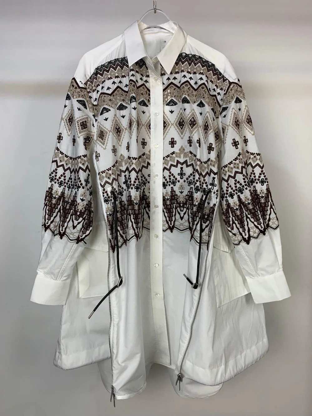 2019FW роскошное Новое Женское платье с вышивкой и длинным рукавом, женское повседневное Свободное платье, 2 цвета, rmsx 12,24