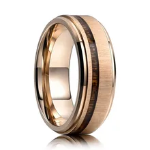 Обручальные кольца из нержавеющей стали цвета розового золота Koa Wood, обручальные кольца, удобные, подходят для мужчин&#39 s, модные вольфрамовые вечерние ювелирные изделия