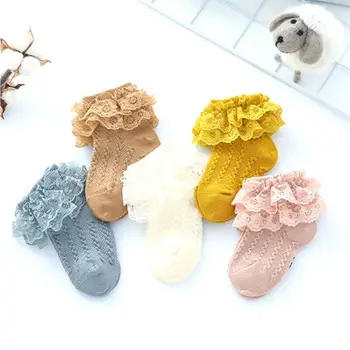 

0-5YBaby Girls Kids Socks Cotton Lace Breathable Tutu Cotton Lace Ruffles Socks Frilly Ankle Kids Girls Socks