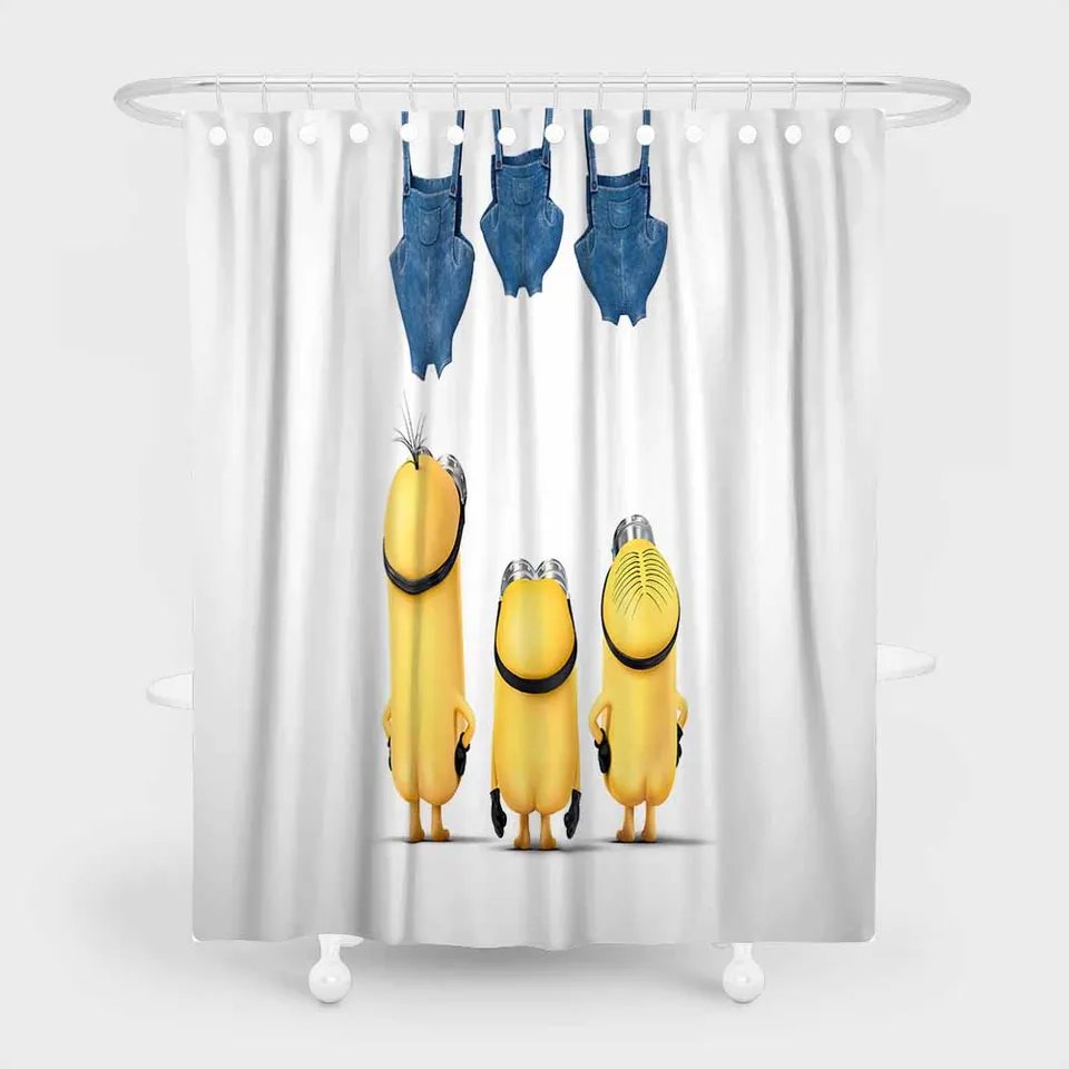 Minions Cartoon Shower Curtains Waterproof Design With Free Hooks 180x200cm Custom Bath Curtains For Bathroom 100 Polyester Shower Curtains Aliexpress
