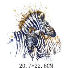 

20.7x22.6cm Colorful Zebra Animal Iron On Patches For DIY Clothes T-Shirt Thermal Heat Transfer Stickers Printing