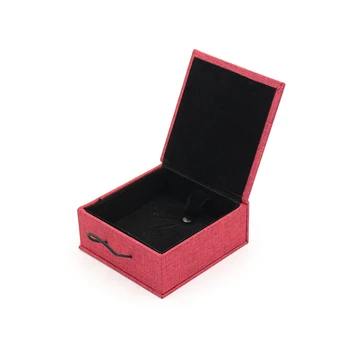 

New Style Right Angle Dimensional Colored Paper Linen Jewelry Ring Pendant Bracelet Long Chain Box Retro Wooden Buckle Design