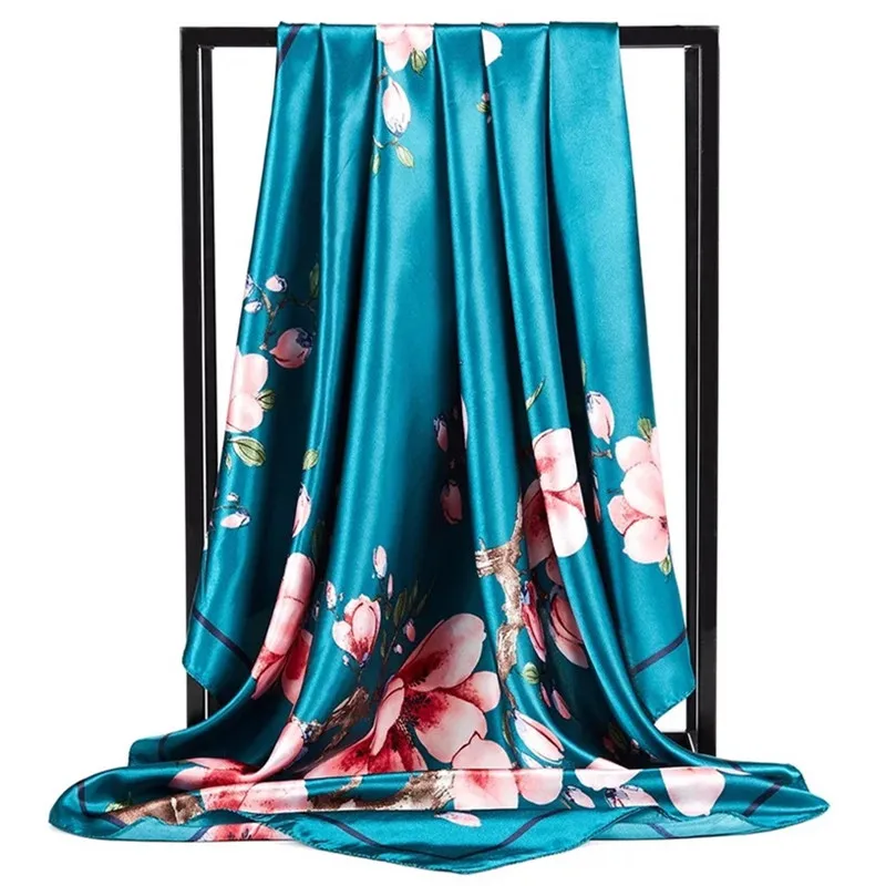 90 см квадратный женский шифоновый Классический женский шелковый шарф офисный женский платок шаль шарф платок глушитель Бандана Хиджаб обёрточная бумага - Цвет: 05