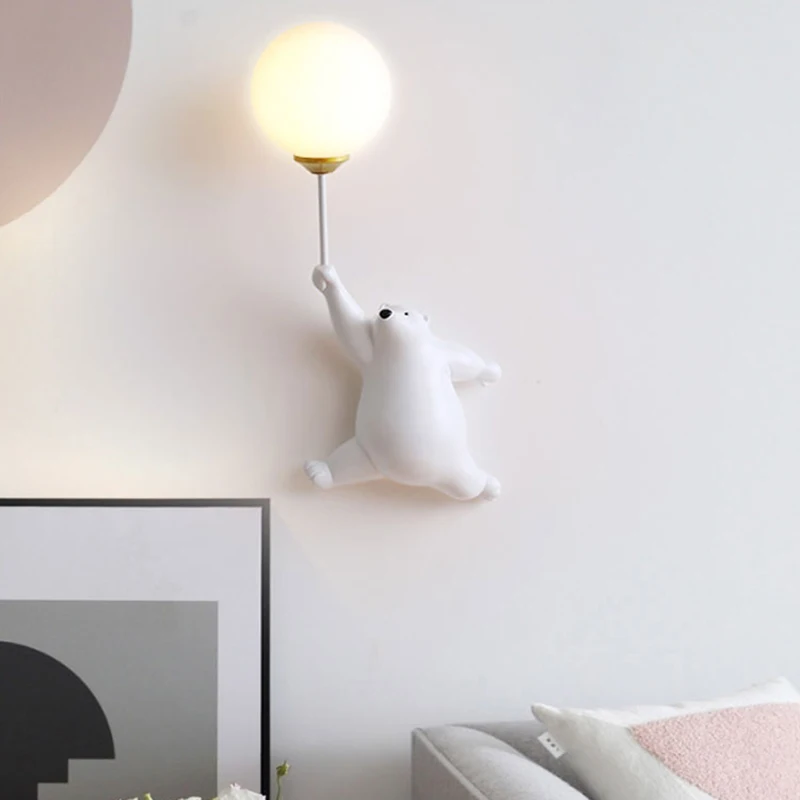 Cartoon Bear Wall Lamp for Children Kids Baby Girl Bedroom Bedside Wall Light 3D Printing Moon Lighting G9 1PC