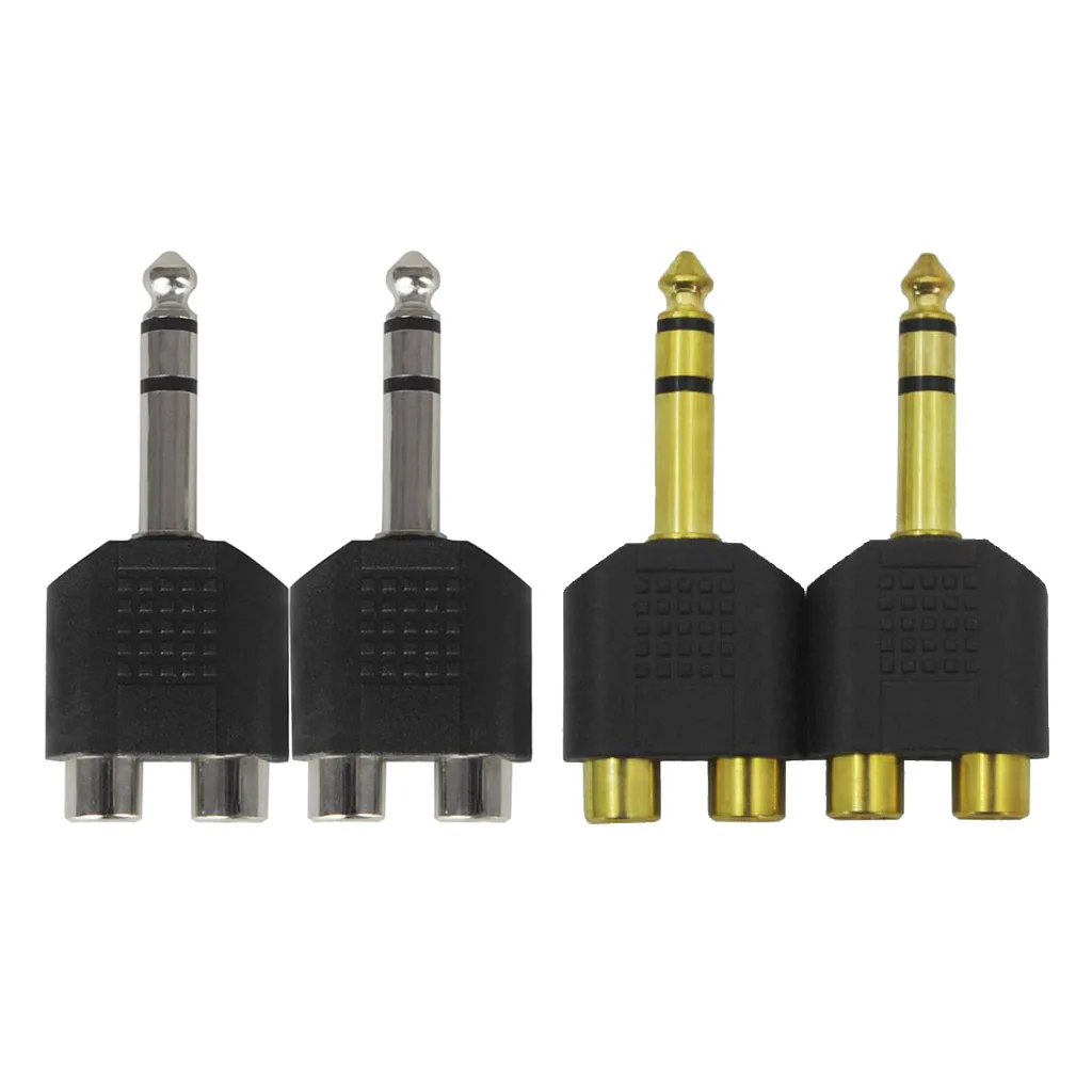 6.35mm Headphone Mic Audio Cable Converter Adapter 1 Male To 2 Female