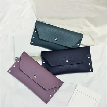 

Brand Wallet Women Rivet Pu Leather Lady Purses High Quality Ladies Clutch Wallet Long Wallet Clutch Purse Carteira Feminina