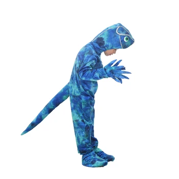 

Adult Kids Chameleon T-REX Dinosaurs Costumes Halloween Cosplay Party Animal Cartoon Dragon Dress Up Jumpsuit Outfit Costume