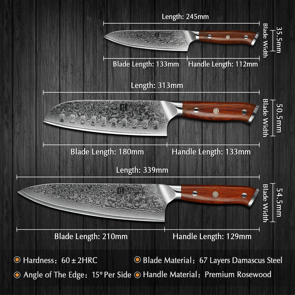 Набор кухонных ножей из дамасской нержавеющей стали 3 шт.|knife set|kitchen knife setsteel kitchen