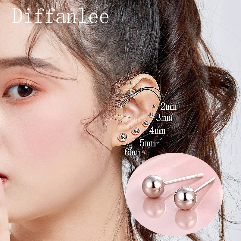 Ling Studs Earrings Hypoallergenic Cartilage Ear Piercing Long Stud Earrings Simple Transparent Glass Wafer Ball Earrings Earrings 