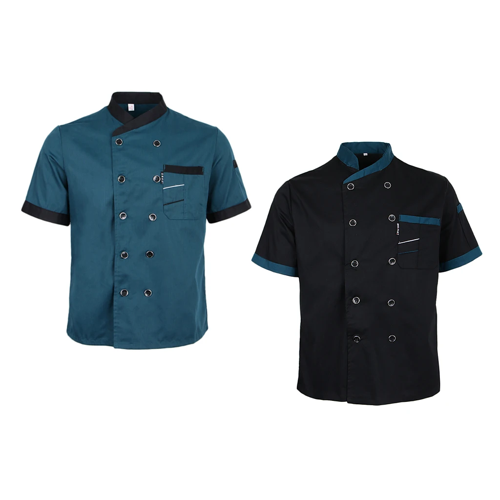 2 шт повара КУРТКА ПАЛЬТО отель кухня Униформа Спецодежда с коротким рукавом Chefwear