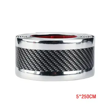 

1X Car SUV Carbon Fiber Silver Door Sill Protector Trim Anti-collision Strip