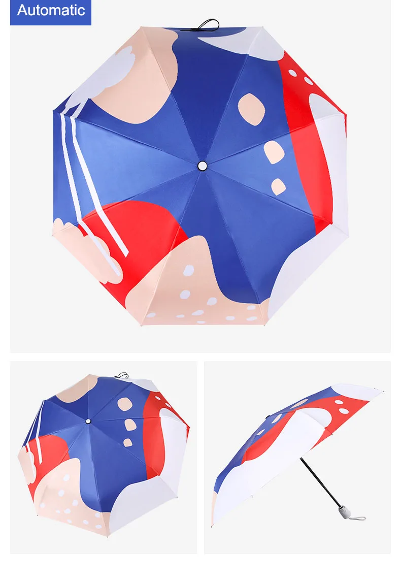 Мини-карманный пятискладной Зонт Санторини милый свежий прозрачный Автоматический Зонт Солнечный И Зонт от дождя для мужчин и женщин