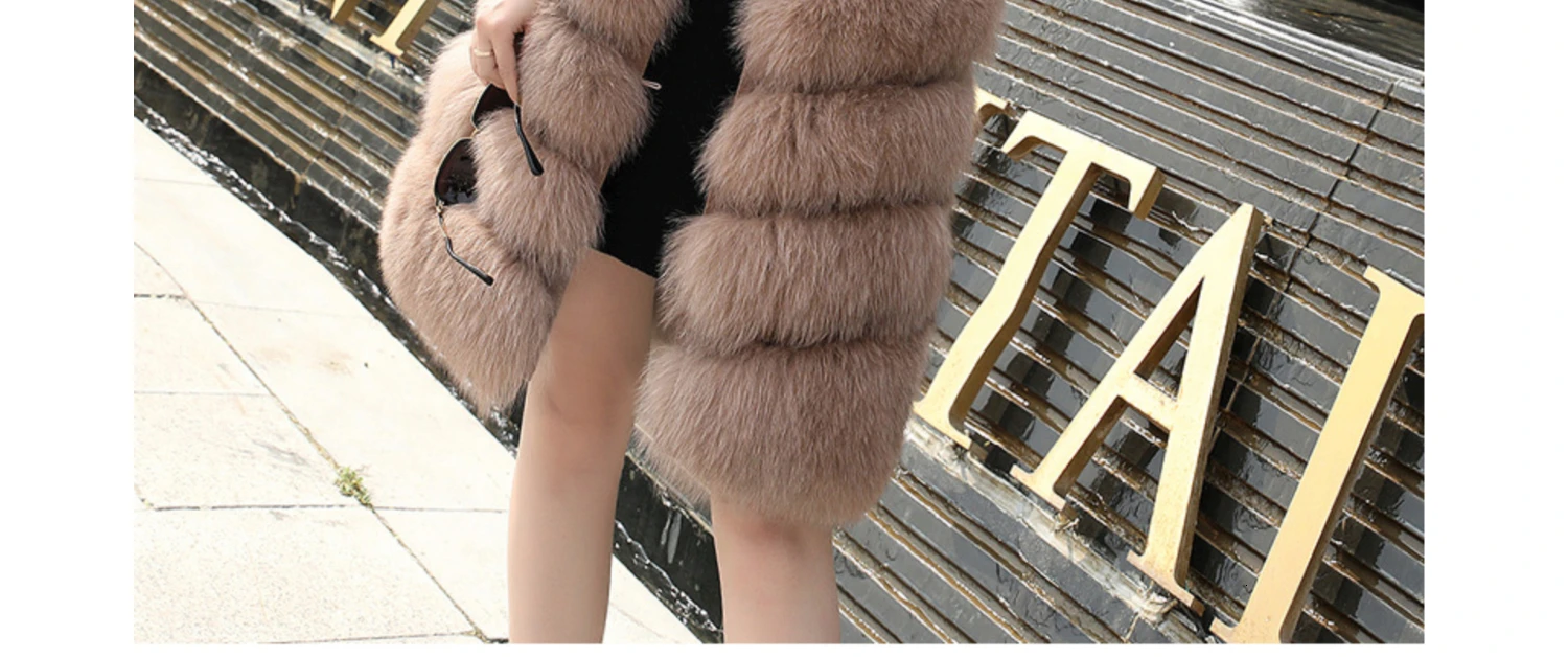 Cheap Real Fur Vests Long Winter Women Fur Vest Female Sleeveless Genuine Fur Vest Ladies Fashion Luxury Slim Warm High Quality 2019 9