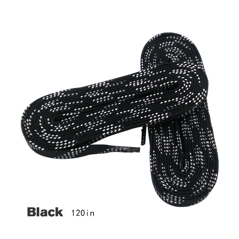 Black 120in Шнурки для коньков 96in 108in 120in двухслойная оплетка дополнительные усиленные кончики вощеный кончик дизайн костюм для хоккеист на коньках хоккейная обувь кружева - Цвет: Black 120in