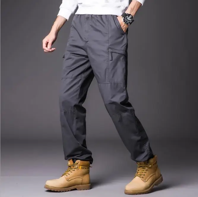 Dark grey 5XL осень зима брюки мужские повседневные брюки прямые свободные брюки-карго мужские хлопковые комбинезоны с высокой талией мужские модные брюки - Цвет: Dark grey