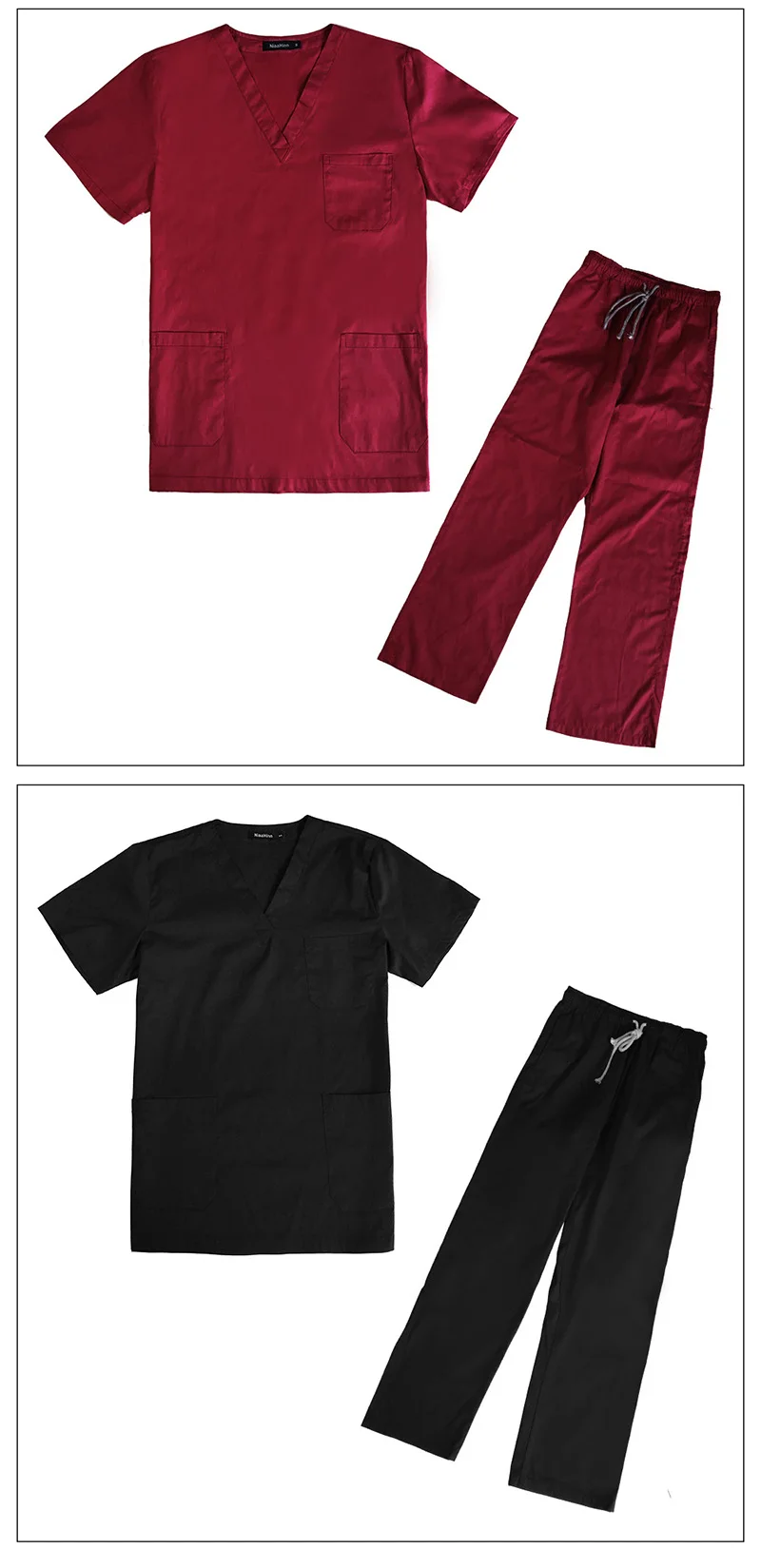 Viaoli унисекс медицинская Униформа форма медсестры одежда с коротким рукавом Топы Брюки доктор рубашка кисть ручная одежда рабочая одежда