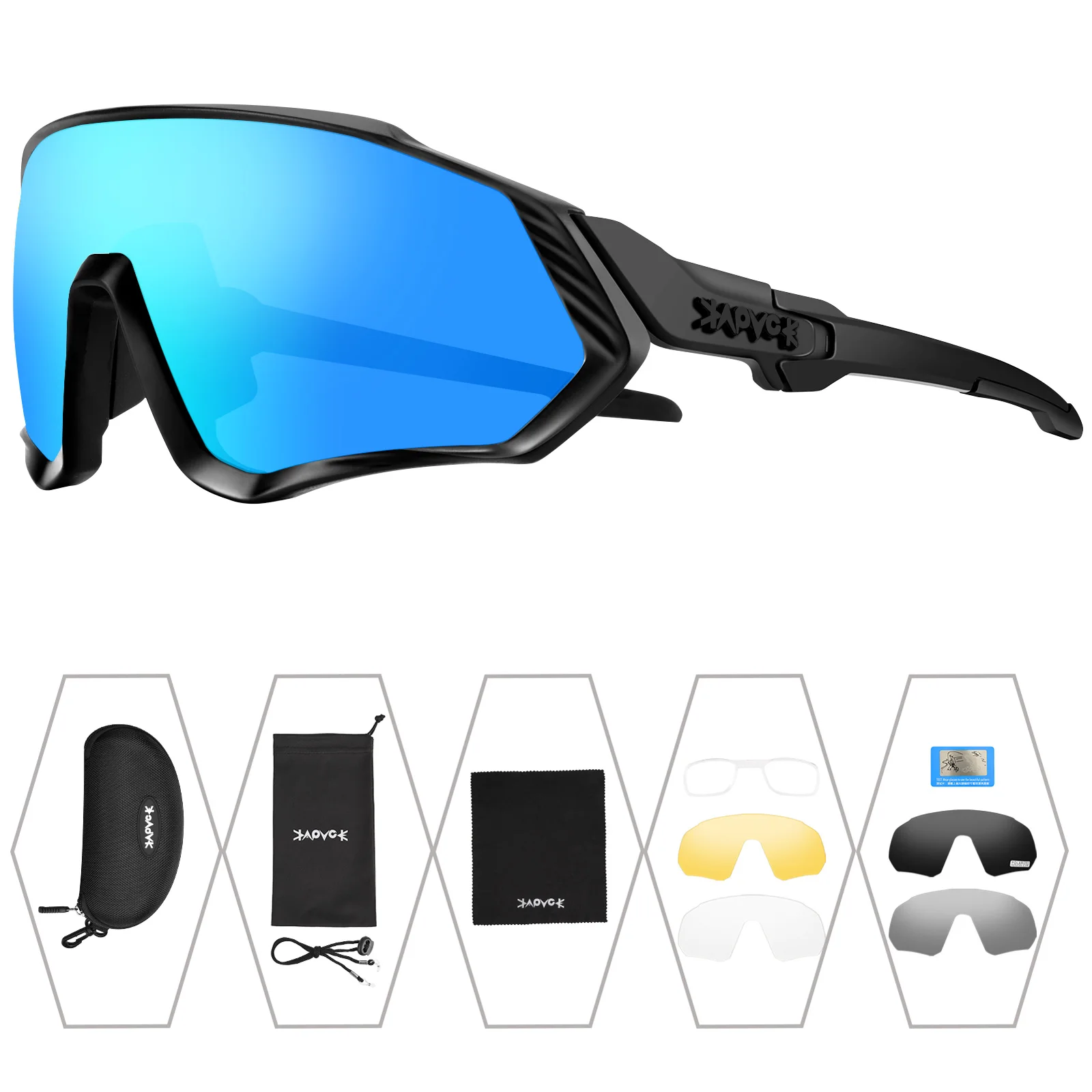 Polarised Cycling Sunglasses With 5 Interchangeable Lenses Unisex_voghion.com