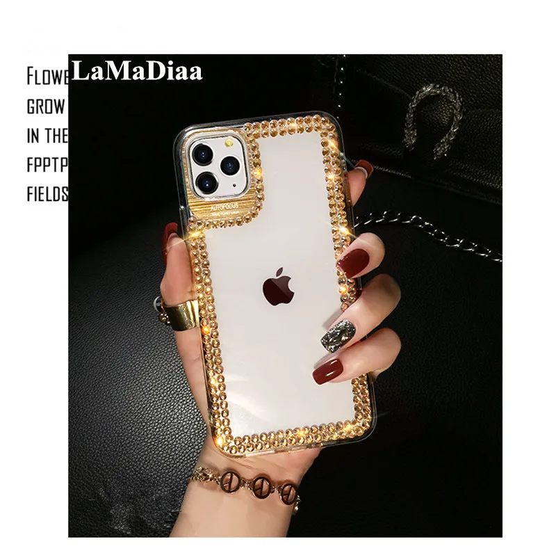 Fashion Bling Crystal Rhinestone Soft Transparent Phone Case For Iphone