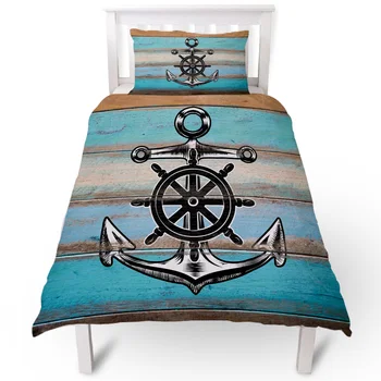 

Retro Wood With Anchor Nautical Style Duvet Cover Pillow Case Quilt Cover Set Bedclothes Single Bedding Sets For Bed