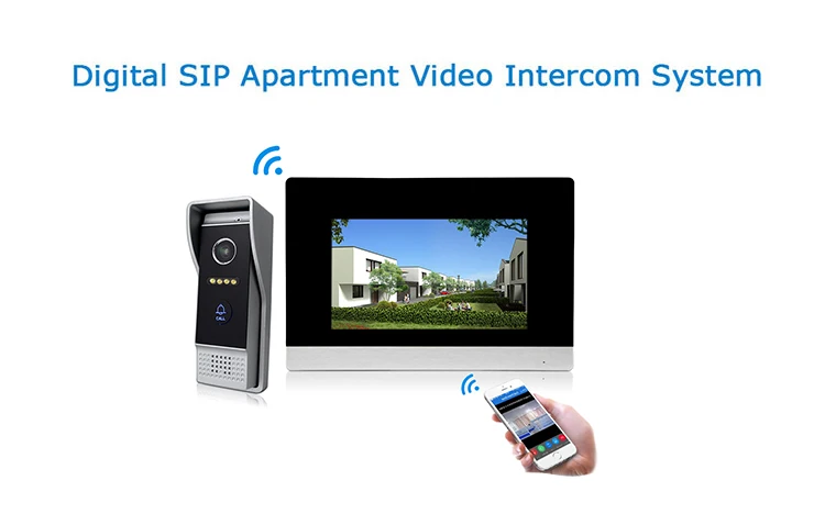 7 дюймов беспроводной WiFi смарт IP видео домофон система с 1x1200TVL проводной дверной звонок камера, поддержка дистанционного разблокирования