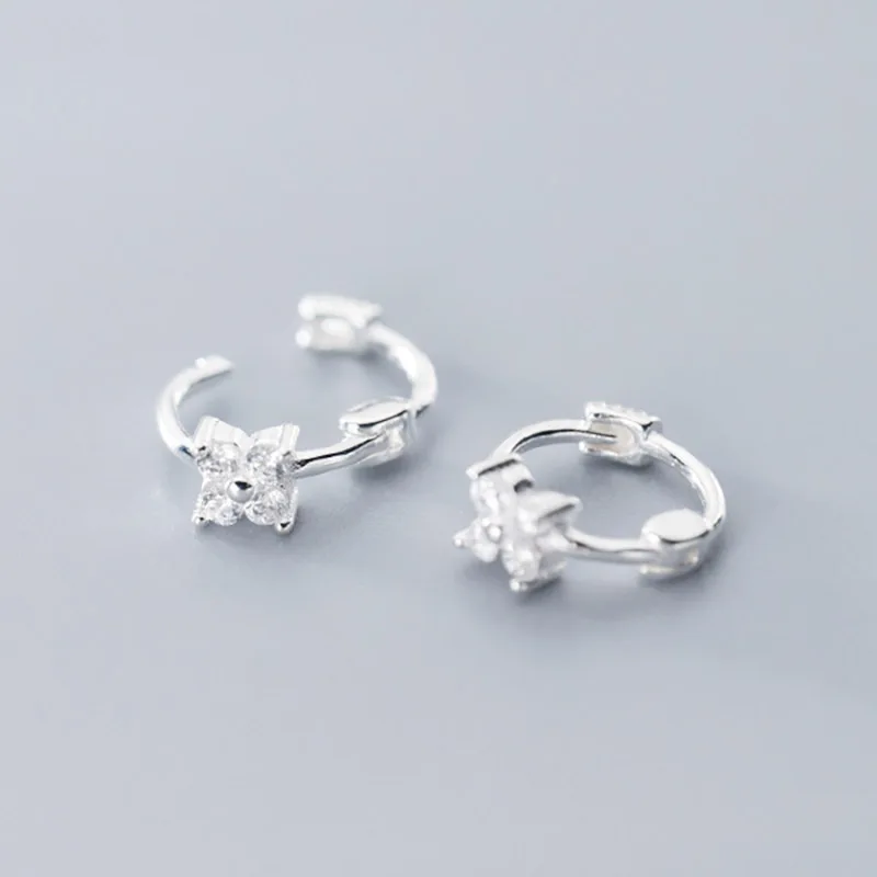 White Trusta, натуральная 925 пробы, серебряный, милый цветок, Cz, каффы для ушей, клипсы, серьги для женщин, девушек, Сережки для пирсинга, ювелирное изделие, подарок DS2336 - Окраска металла: White