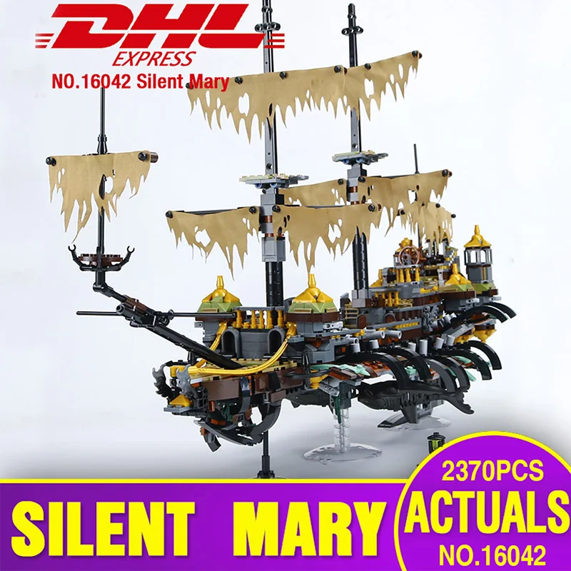 

DHL 16042 Pirate Ship Series Building Blocks The 71042 Slient Mary Set Children Educational Bricks Assembly Kids Toys Model Gift