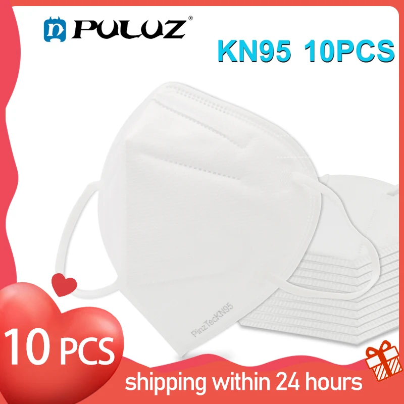 

10 PCS CE Certified KN95 Foldable Earloop Breathable Respirator Dustproof Protection Antiviral Anti-fog Doctor Nurse Face Mask