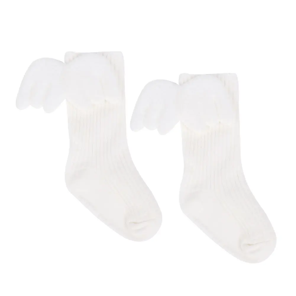 Носки для малышей с объемными крыльями; нескользящие высокие носки; мягкие дышащие носки-тапочки; AN88 - Цвет: white M