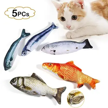 

5pcs Simulation plush Fish Pets Cat Catnip Toys Grass Fish Pillow For Cats Dogs Cat Chew Bite Toys Fish Pet Wagging Toy Supplies