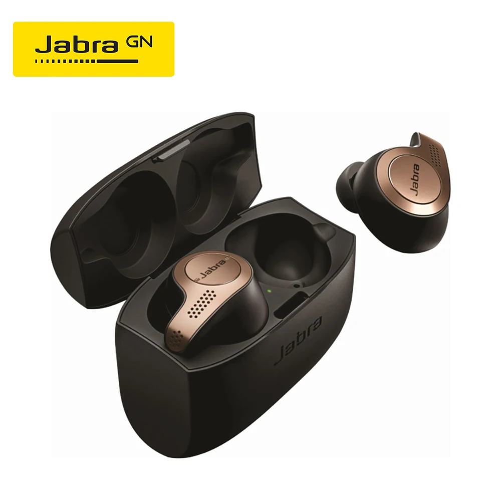 Беспроводные наушники Jabra Elite 65t Alexa с зарядным чехлом титановый черный золотой
