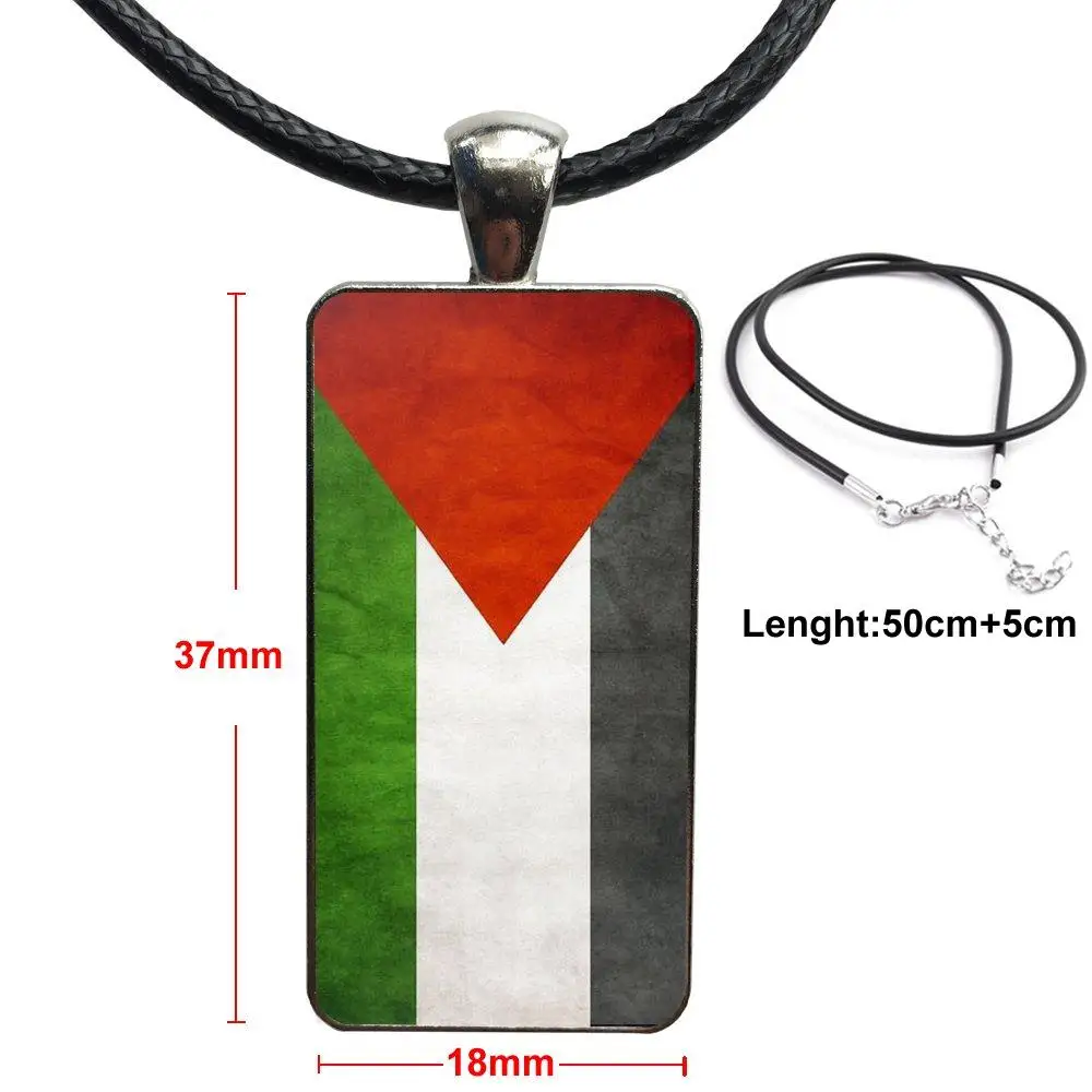 Палестинский флаг стекло кабошон чокер кулон прямоугольное ожерелье стальной цвет ювелирные изделия для девочек заявление макси - Окраска металла: as picture