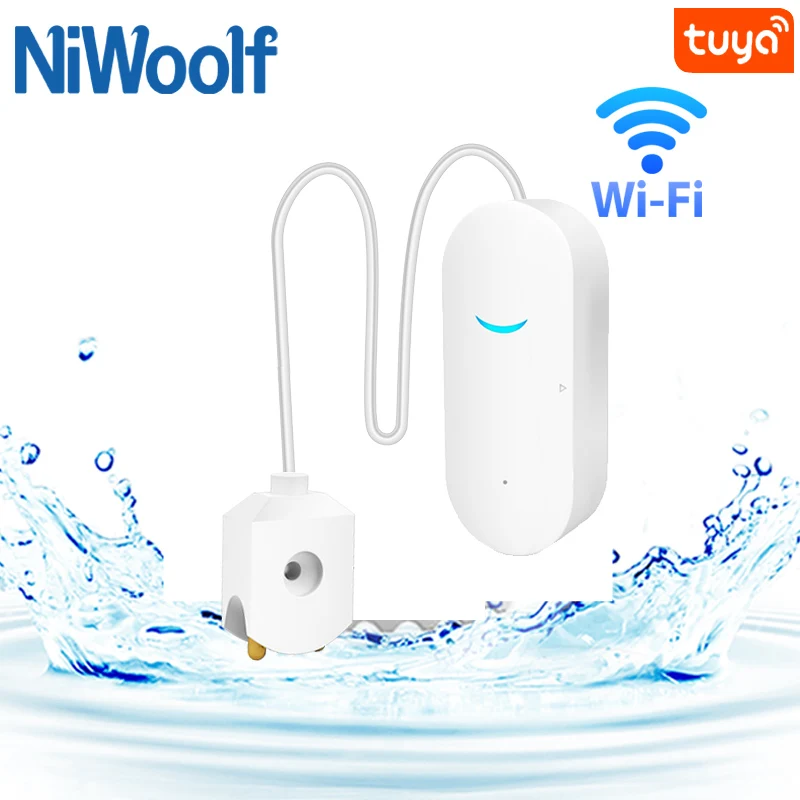 Sensor de fugas de agua, Detector de agua inteligente, WiFi, Tuya, Blanco nuevo, Compatible con la aplicación Tuyasmart