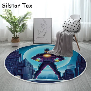 

Silstar Tex Super Hero Round Child Rug Carpets Carton Printed Floor Superman Crochet Foot Mats Cotton Area Rugs Children's Room