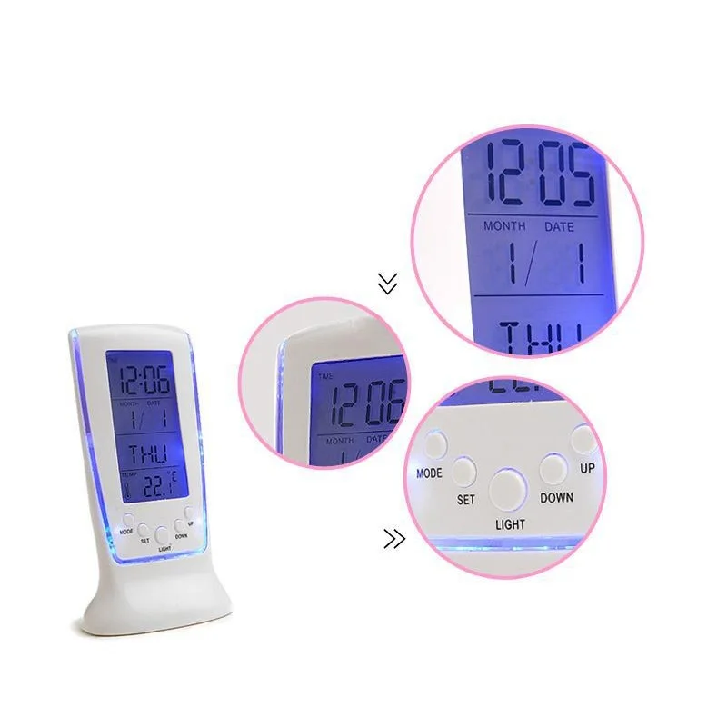 Электронный цифровой термометр, гигрометр, часы, ЖК-экран, температура, влажность, подсветка в помещении