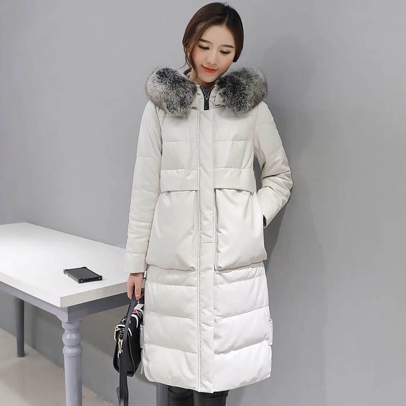 

Real Genuine Leather Jacket Fox Fur Collar Sheepskin Down Coat Female Winter Coat Women Clothes 2020 Korean Tops T1567 YY1670
